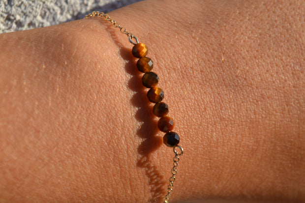 BASTET - Bracelet en oeil de tigre & plaqué or 18k (base argent 925)