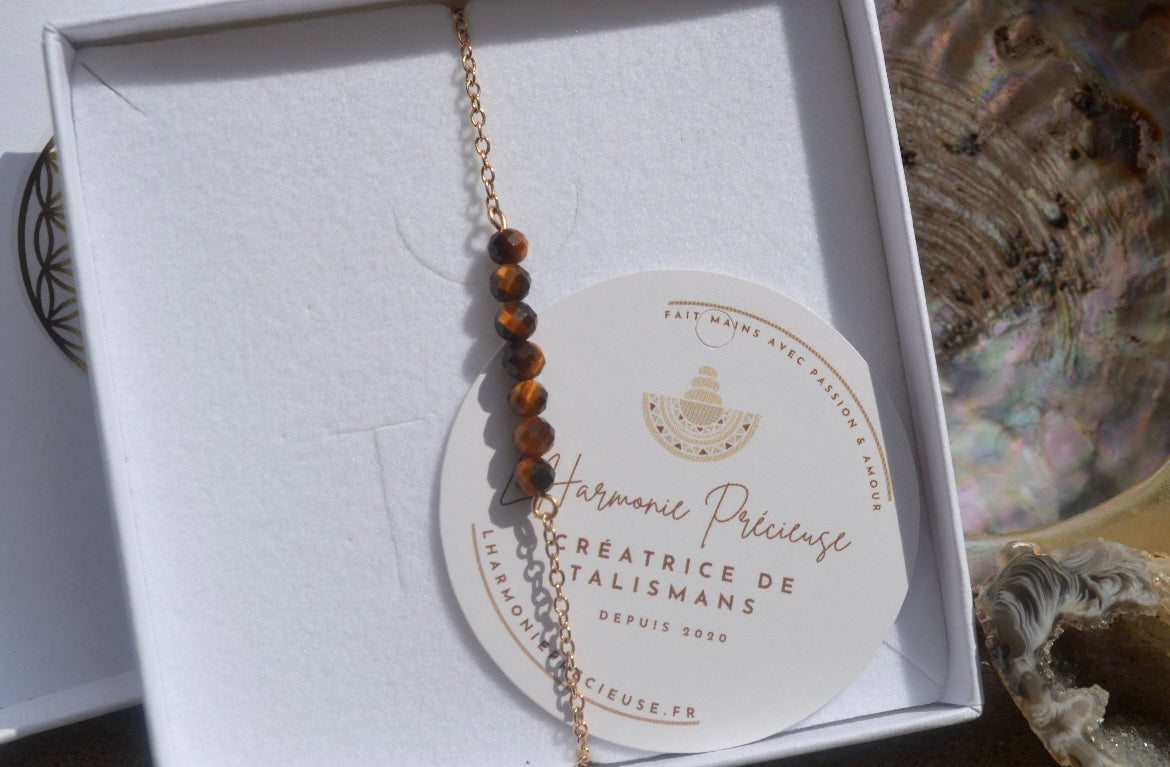 TALISMAN THEIA - Bracelet Œil de Tigre (7 gemmes)