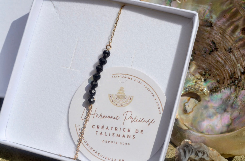 TALISMAN KAÏANOX – Spinelle Noire bracelet 7 gemmes