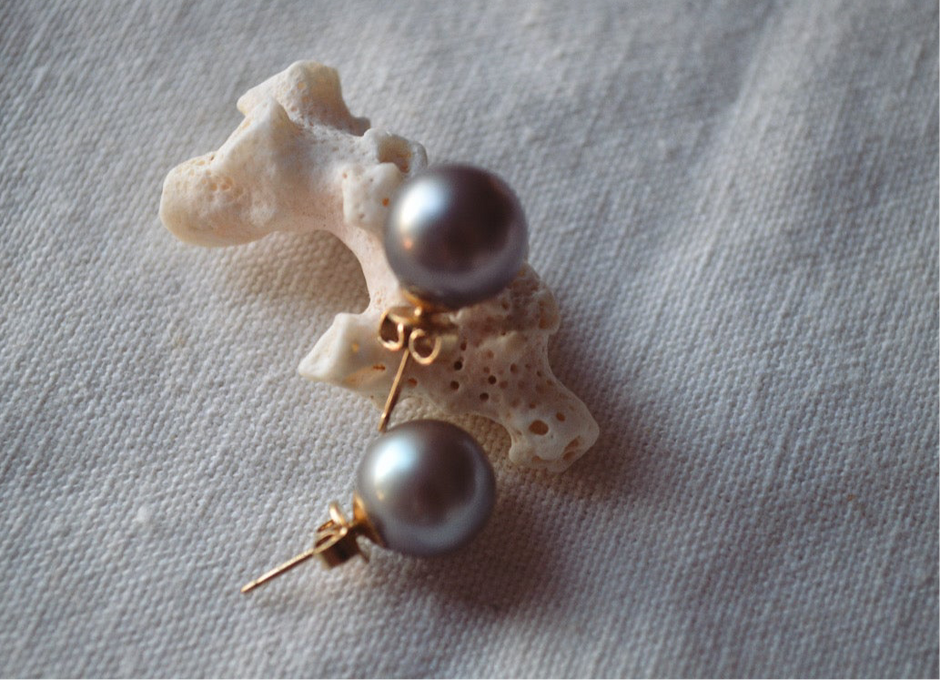 NAMAKA — Boucles d'oreilles perles de Tahiti &  plaqué or 18k