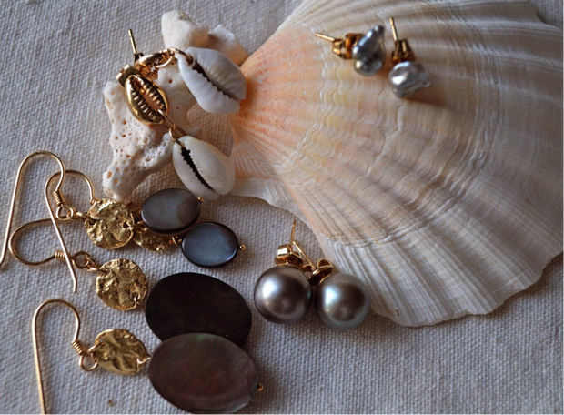 NAMAKA — Boucles d'oreilles perles de Tahiti &  plaqué or 18k