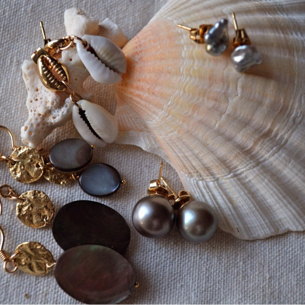 NAMAKA — Boucles d'oreilles perles de Tahiti &  plaqué or 18k