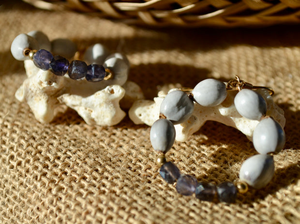 Norðr — Larmes de Job & Iolite, plaqué or 18k