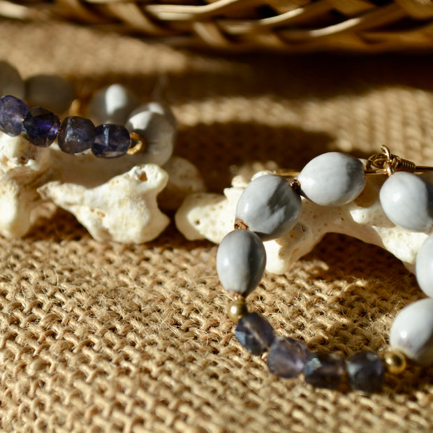 Norðr — Larmes de Job & Iolite, plaqué or 18k