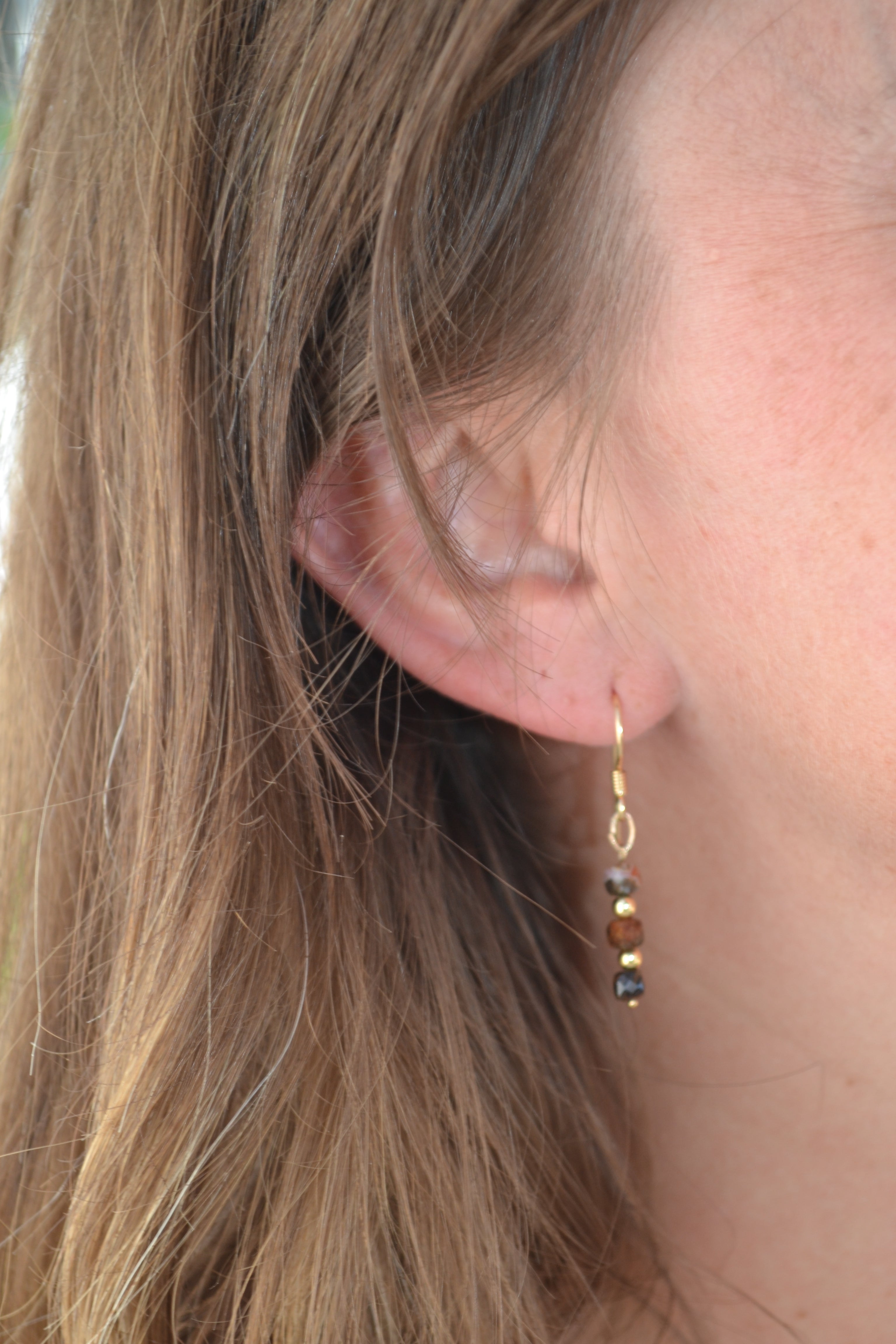 MORRIGAN — Boucles d'oreilles pietersite &  plaqué or 18k