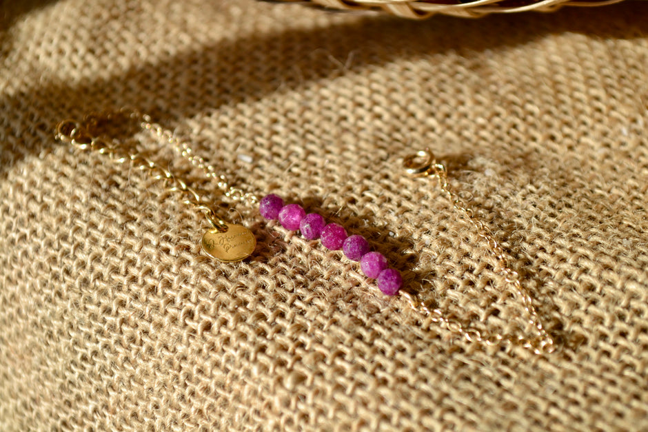 SEKHMET — Bracelet en rubis & plaqué or 18k (base argent 925)