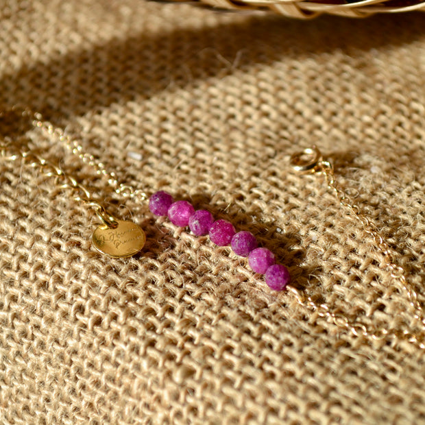 SEKHMET — Bracelet en rubis & plaqué or 18k (base argent 925)