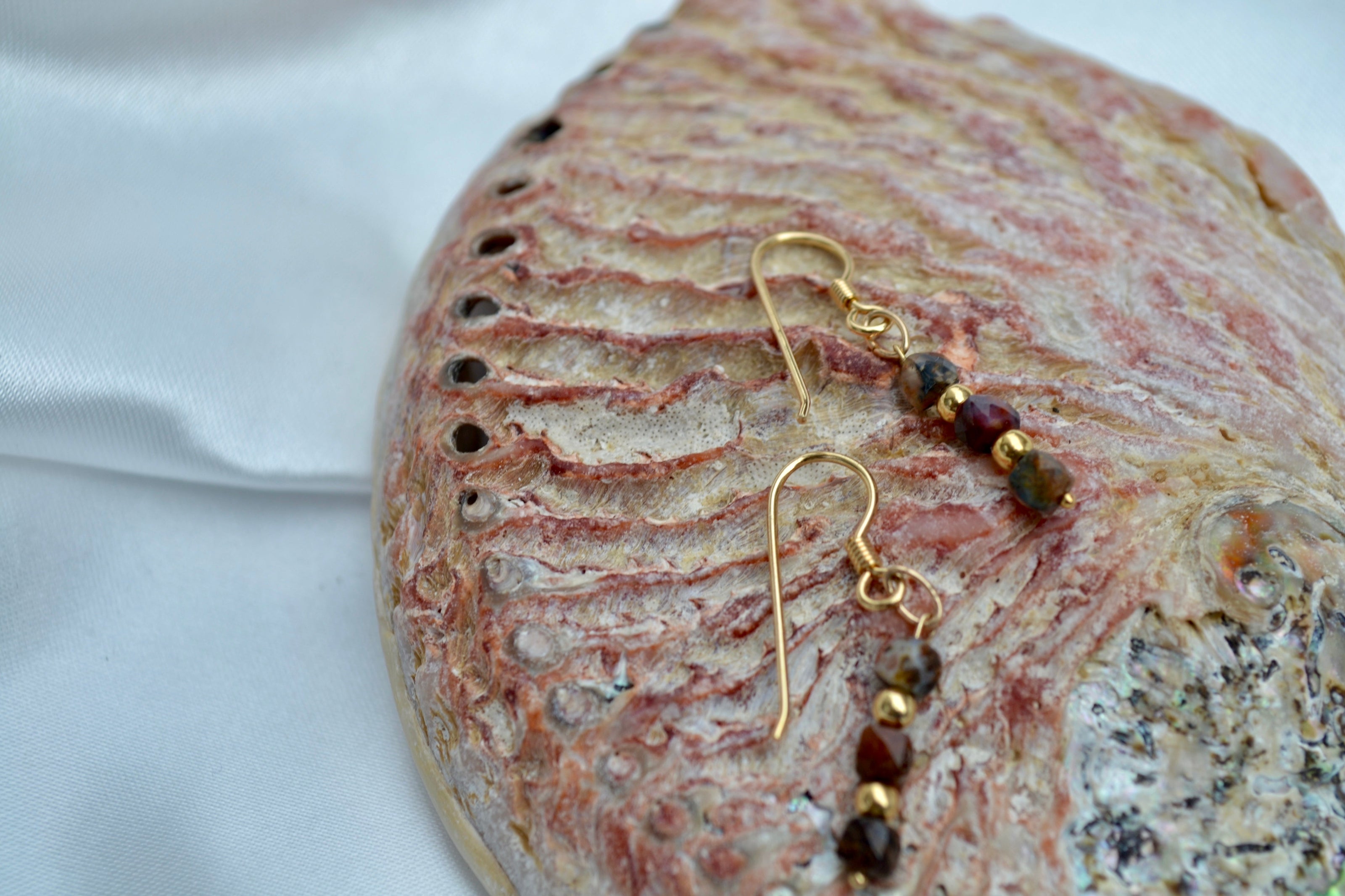 MORRIGAN — Boucles d'oreilles pietersite &  plaqué or 18k