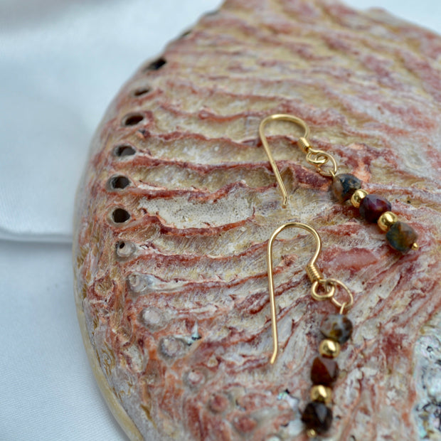 MORRIGAN — Boucles d'oreilles pietersite &  plaqué or 18k