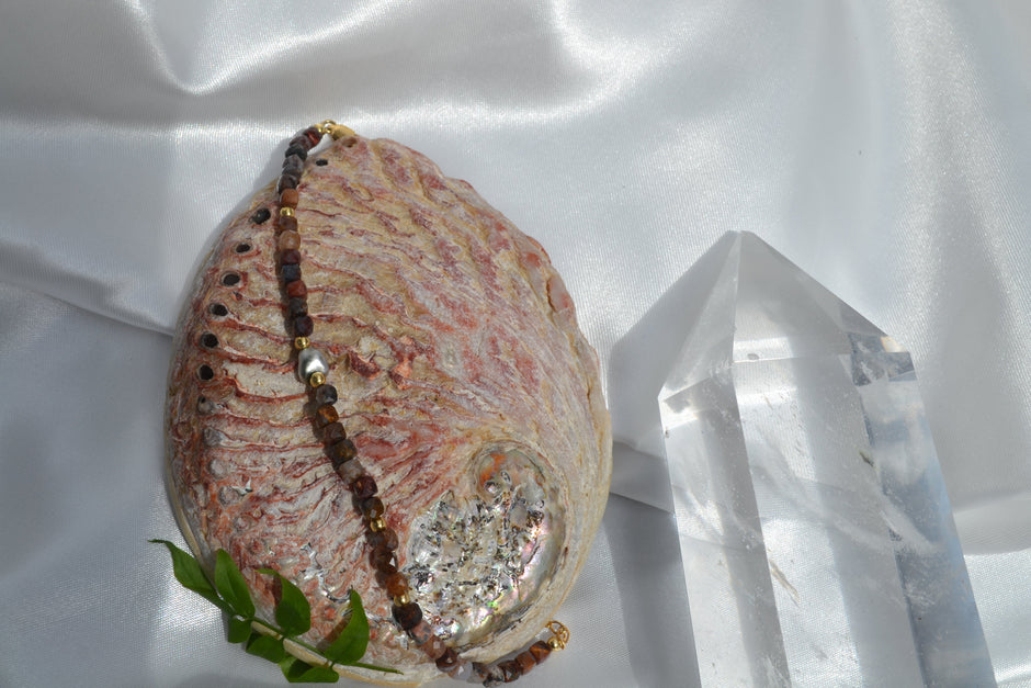 CASSANDRE — Bracelet pietersite &  keshi de Tahiti