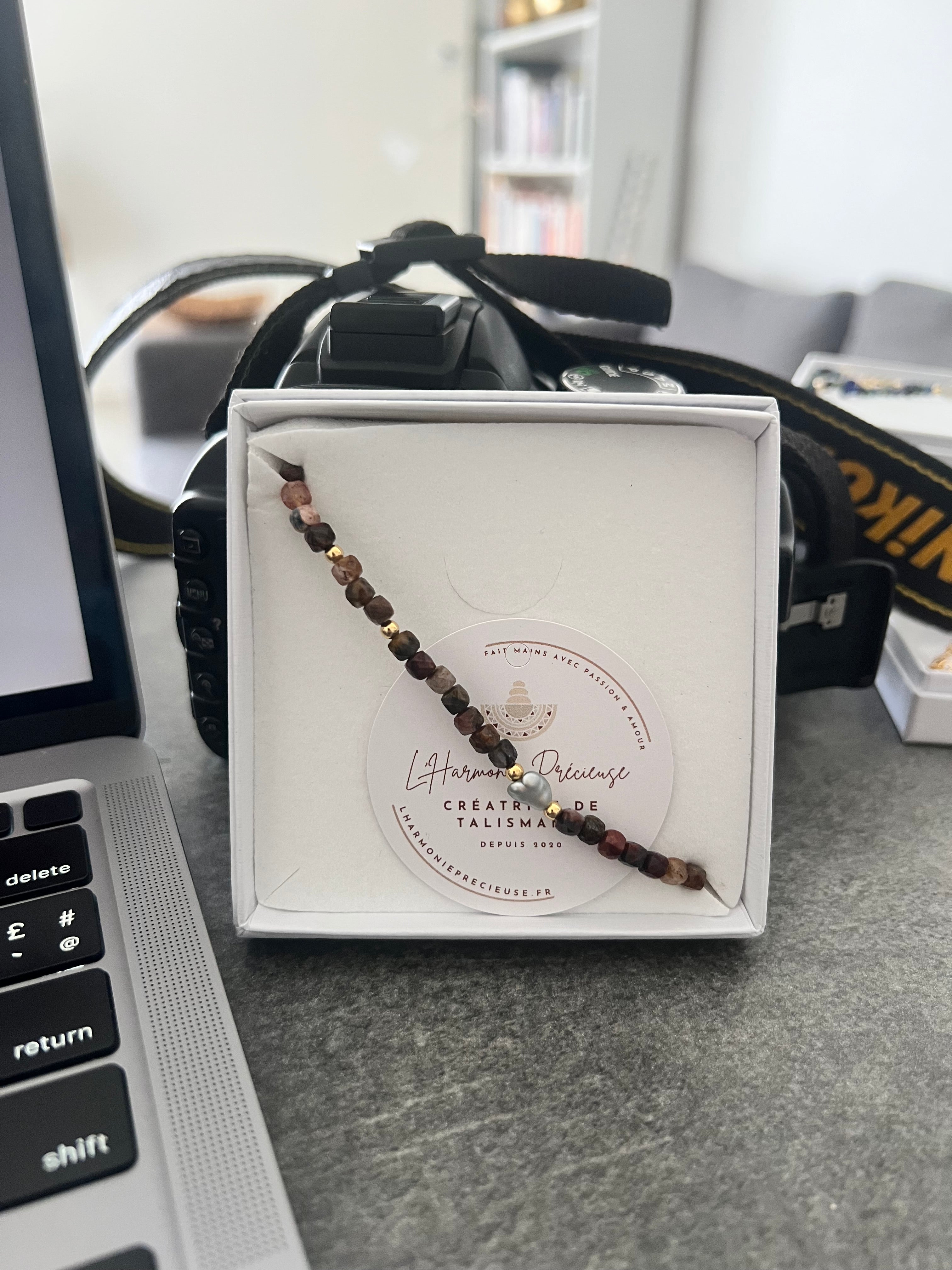 CASSANDRE — Bracelet pietersite &  keshi de Tahiti