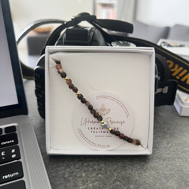 CASSANDRE — Bracelet pietersite &  keshi de Tahiti