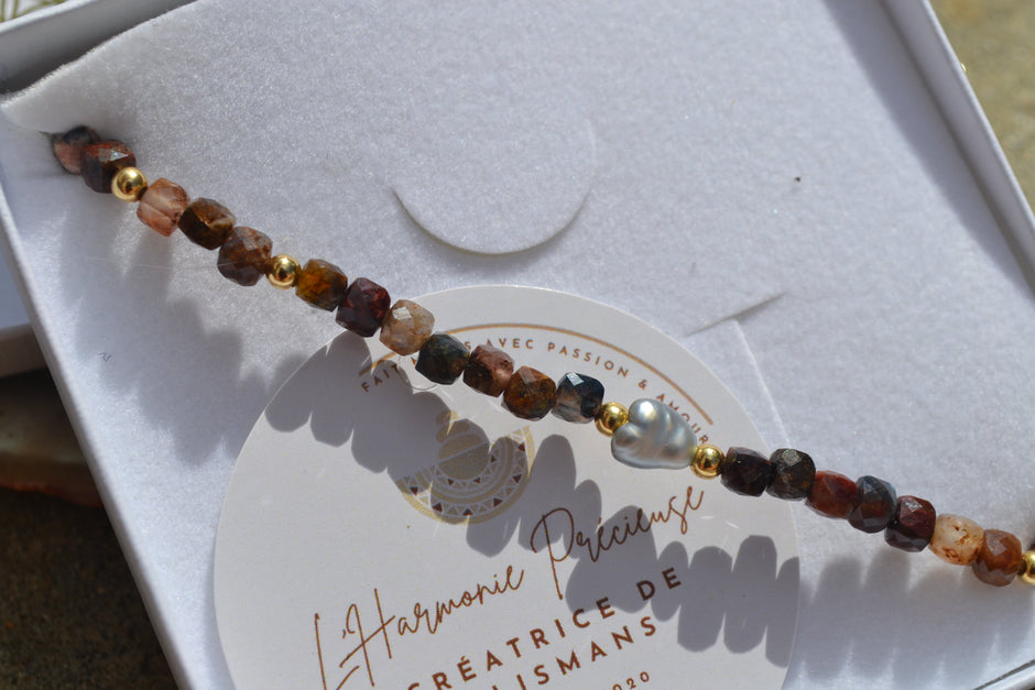 CASSANDRE — Bracelet pietersite &  keshi de Tahiti