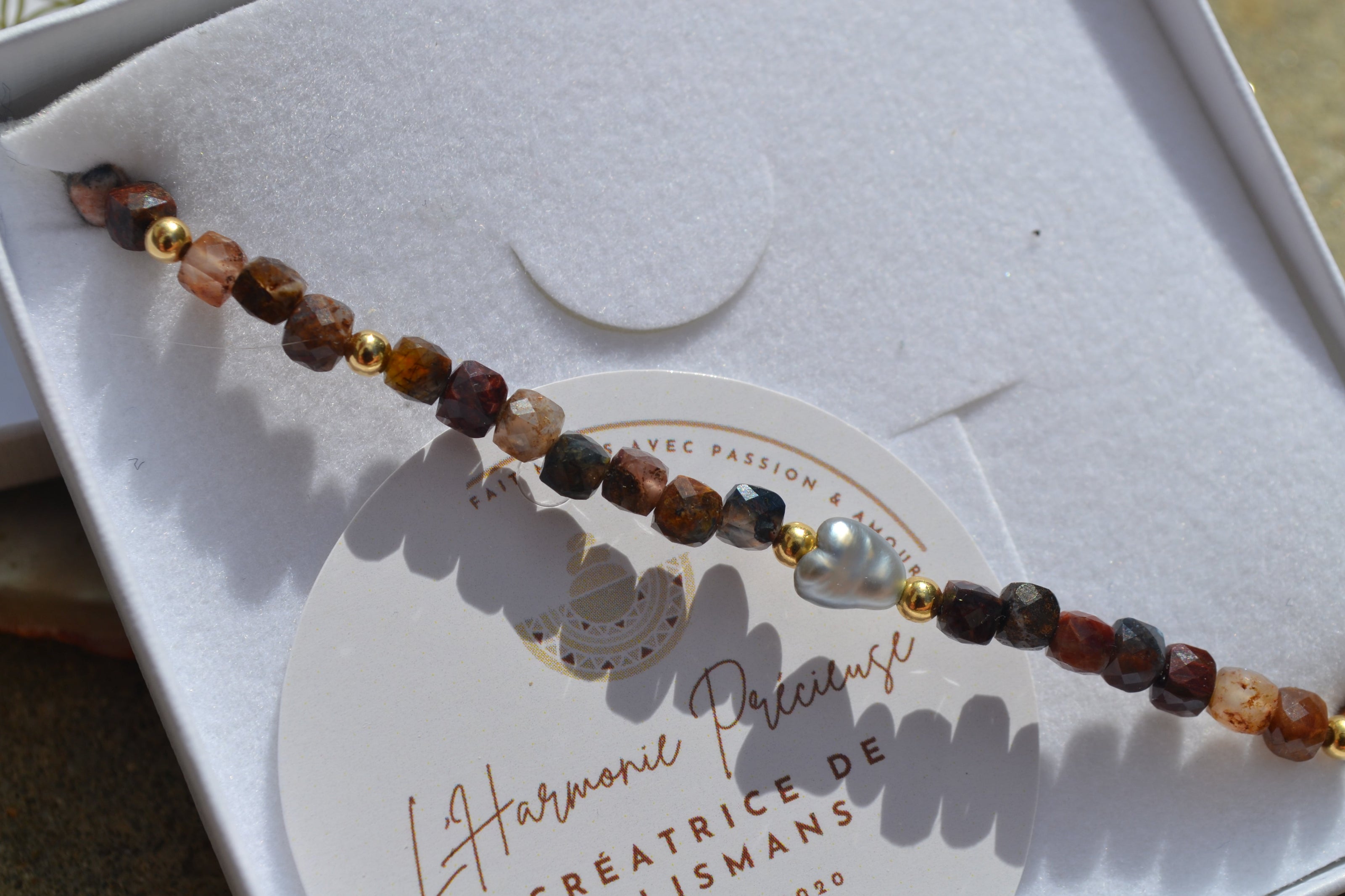 CASSANDRE — Bracelet pietersite &  keshi de Tahiti
