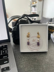 IRIS — Boucles d'oreilles lépidolite & keshi de Tahiti, plaqué or 18k