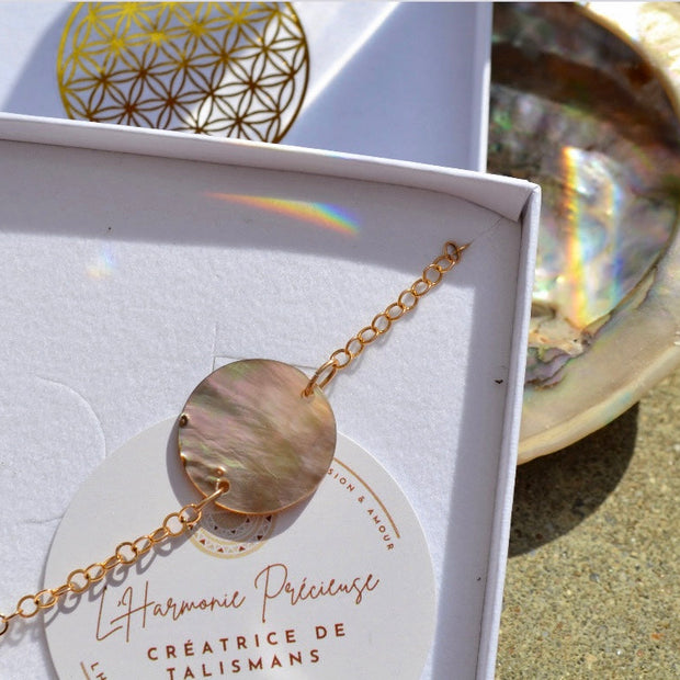 MĀRAMA — Bracelet nacre de Tahiti &  plaqué or 18k (base argent 925)