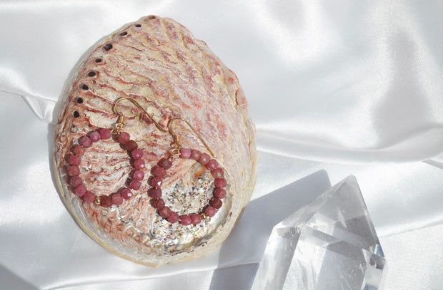 APHRODITE — Créoles Rhodocrosite & plaqué or 18k