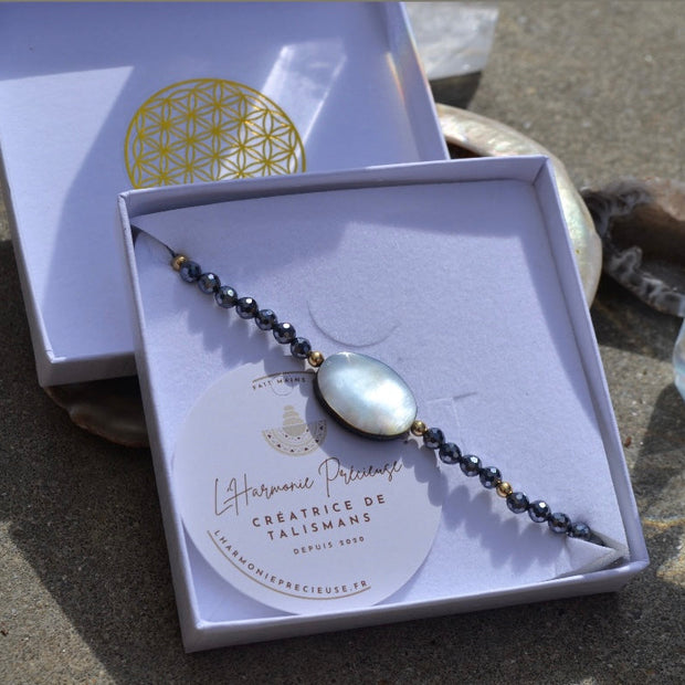 SÉLÉNÉ — Bracelet nacre de Tahiti & terahertz
