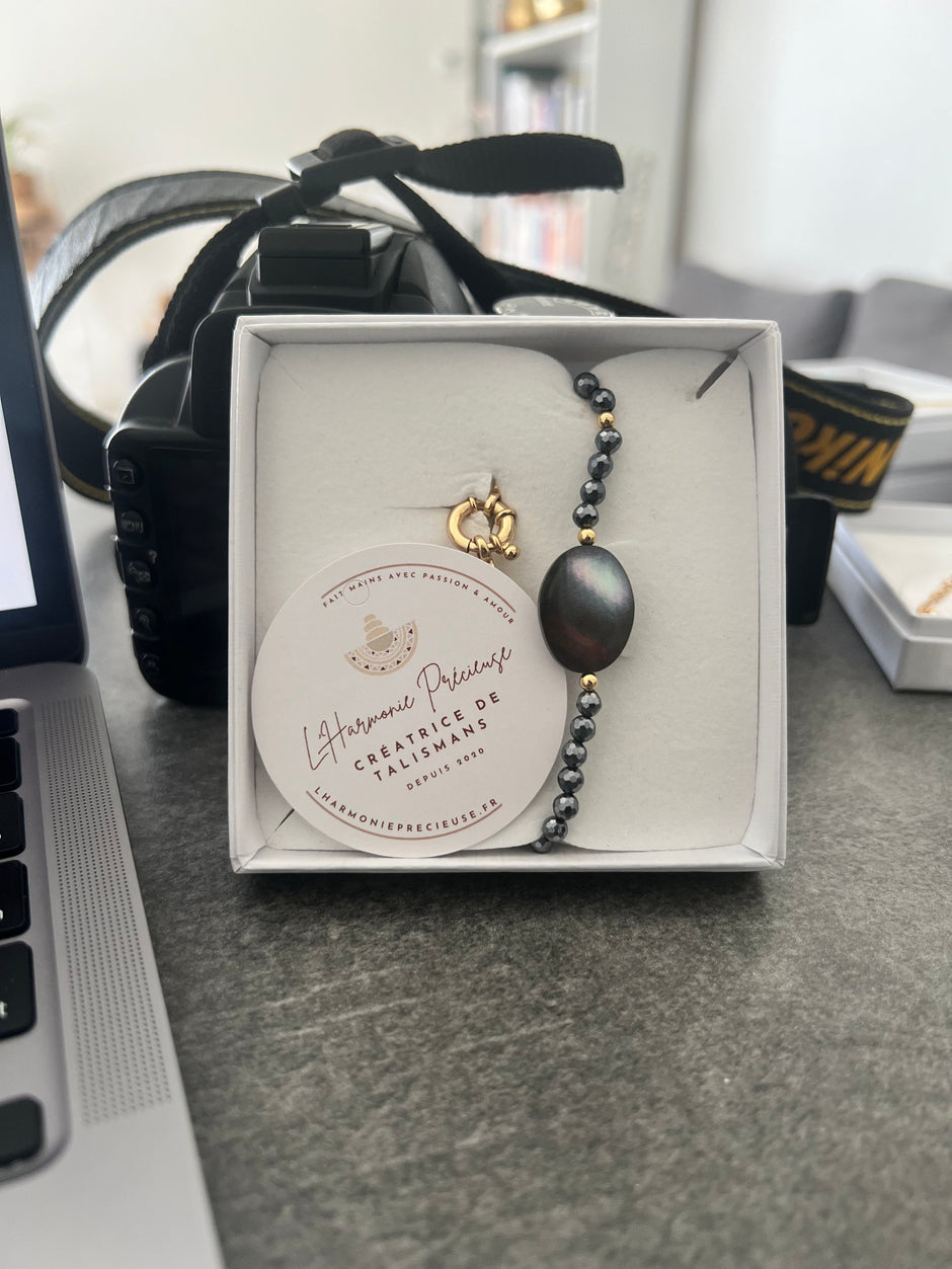 SÉLÉNÉ — Bracelet nacre de Tahiti & terahertz