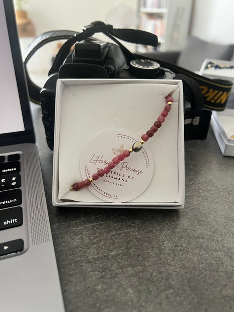 PERSÉPHONE — Bracelet rhodochrosite & keshi de Tahiti