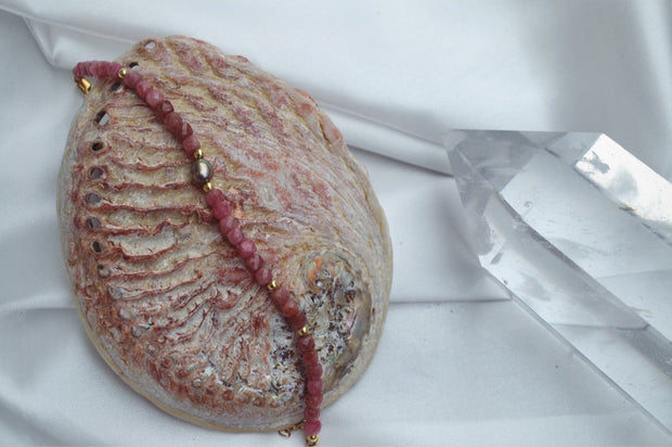 PERSÉPHONE — Bracelet rhodochrosite & keshi de Tahiti