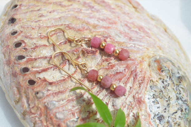 HÉRA — Boucles d'oreilles rhodochrosite & plaqué or 18k